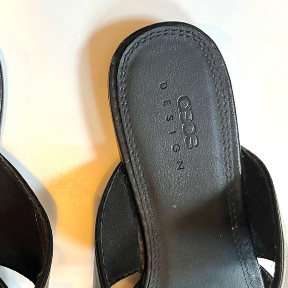 ASOS adorable black faux leather pointed bow slip on flats/mules - Picture 5 of 16